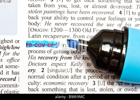 Le mot "valorisation" a souligné dans un dictionnaire Banque D'Images