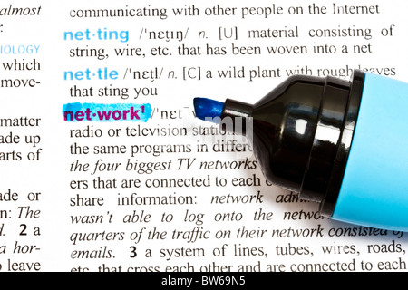 Le mot '' Réseau mis en évidence dans un dictionnaire Banque D'Images