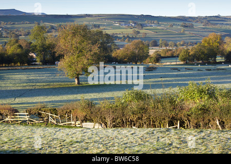 Frosty matin voir de Wensleydale dans le Yorkshire Dales National Park Banque D'Images