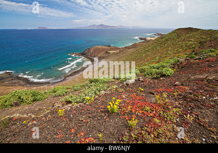 Islote de Lobos. L'île de Lobos. Vue du haut de la caldeira dans cette petite île au large de Fuerteventura. Îles Canaries. Espagne Banque D'Images