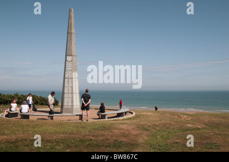 La 1ère Division d'infanterie au-dessus du Mémorial Les Moulins draw, Omaha Beach, Normandie, France. Banque D'Images