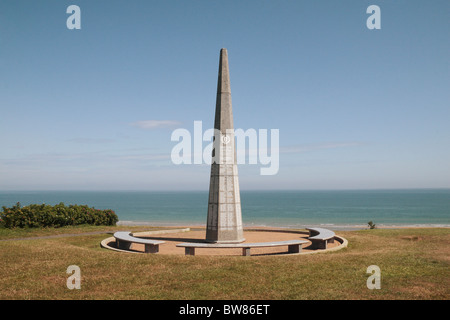 La 1ère Division d'infanterie au-dessus du Mémorial Les Moulins draw, Omaha Beach, Normandie, France. Banque D'Images