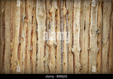 Rural grossier clôture en bois faites de planches et de dalles - l'arrière-plan Banque D'Images