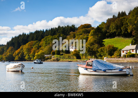 Bateaux amarrés sur le fleuve Lerryn Angleterre Cornwall Banque D'Images