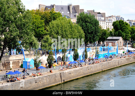 Paris Plage, Seine, Paris, France Banque D'Images