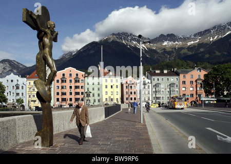 Alte Innbrücke - L'auberge Bridge, Innsbruck, Tyrol, Autriche Banque D'Images