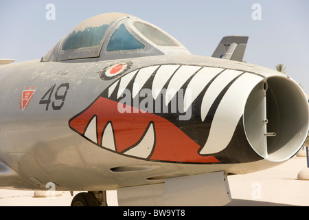 Dassault Ouragan jet de combat à l'armée de l'Air Israélienne Musée à Hazerim à la périphérie de Beersheva (Beer-sheva) Israël Banque D'Images