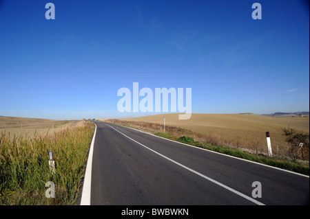 Italie, Toscane, Val d'Orcia, route Banque D'Images