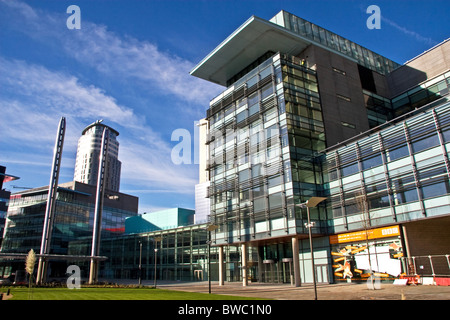 Les bureaux de la BBC et les studios du parc, MediaCityUK, Salford Quays, Salford, Greater Manchester, Angleterre, RU Banque D'Images