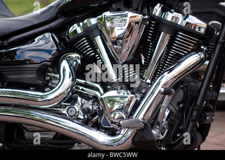 Vue latérale du moteur moto Yamaha. Banque D'Images