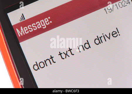Message de cellulaire ne Text & Drive Banque D'Images