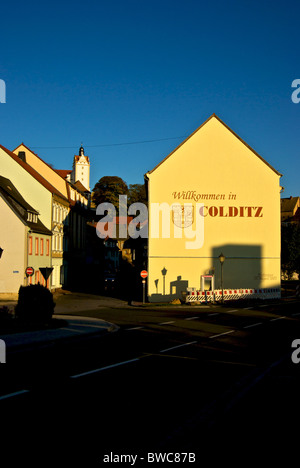 Colditz village site de château où les officiers alliés de haut rang ont eu lieu lors de la DEUXIÈME GUERRE MONDIALE comme prisonniers de guerre à échapper à la prison de la preuve Banque D'Images