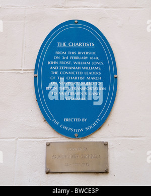 Plaque commémorant les chartistes transportés à Tasmanie Banque D'Images