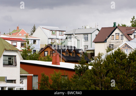 Maisons à Hafnarfjordur, une plus grande région de Reykjavik, Islande. Banque D'Images