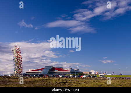 Leifur Eiriksson Air Terminal, l'aéroport international de Keflavik, Islande. Banque D'Images