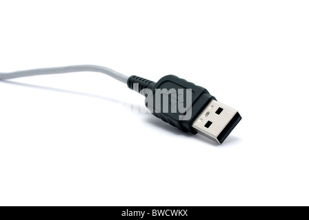 Connecteur USB avec ombre isolé sur fond blanc. Banque D'Images