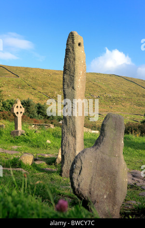 Kilmalkedar church (12ème siècle), la péninsule de Dingle, comté de Kerry, Irlande Banque D'Images