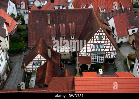 Vue sur les toits de Bad Wimpfen, de la Neues Haus, Blue Tower, Allemagne Banque D'Images