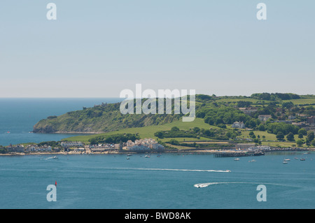 La baie de Swanage vu de Ballard vers le bas Banque D'Images