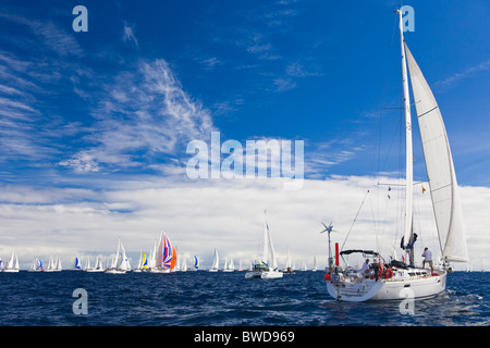 La 25e Atlantic Rally for Cruisers tournant entre Las Palmas et Sainte-Lucie dans les Caraïbes. Banque D'Images