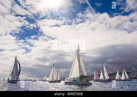 La 25e Atlantic Rally for Cruisers tournant entre Las Palmas et Sainte-Lucie dans les Caraïbes. Banque D'Images