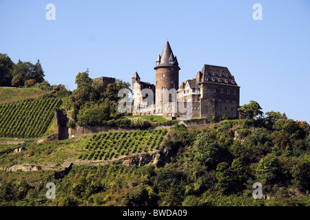 Château Stahleck, surplombant le Rhin, Bacharach, Allemagne Banque D'Images