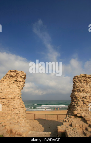 La plaine côtière, Israël, Ashdod Yam site archéologique sur la côte Méditerranéenne Banque D'Images