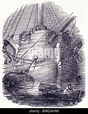 La gravure de l'époque victorienne du 'North Star' utilisés pour la recherche de l'expédition arctique perdu de Sir John Franklin, circa 1849 Banque D'Images