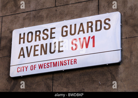 Horse Guards Avenue SW1 street sign, London, England, UK Banque D'Images