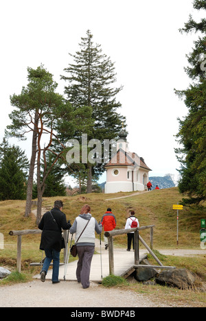 Chapelle Maria Koenigin Lake Lautersee Mittenwald bavière allemagne Banque D'Images