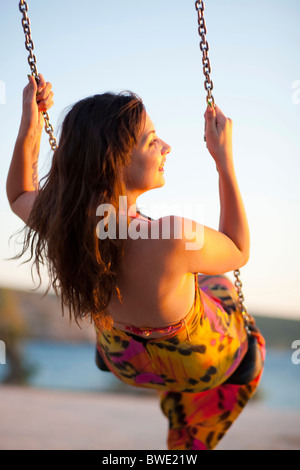 Les femmes à beach cafÈ Banque D'Images