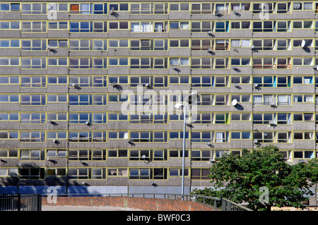 Faites tomber les anciennes maisons sociales Heygate council de blocs d'appartements en hauteur qui sont évacués avant la démolition à Elephant & Castle Londres, Angleterre, Royaume-Uni Banque D'Images