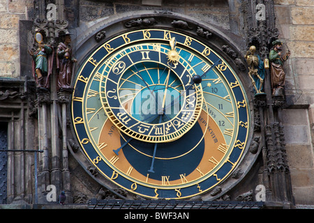 Vue détaillée de l'horloge astronomique de Prague ou d'Orloj, Prague République Tchèque 2010 Banque D'Images