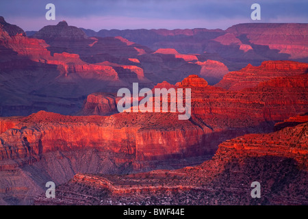 Des formations de roche rouge au Grand Canyon en Arizona USA au coucher du soleil un jour d'été Banque D'Images