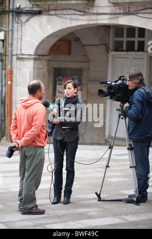 Outdoor tv interviews Vigo Espagne Banque D'Images