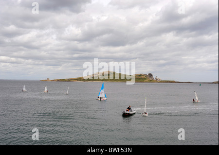 Le port de Howth, mer d'Irlande,Co. Dublin, Irlande, en face l'île Ireland's Eye Banque D'Images