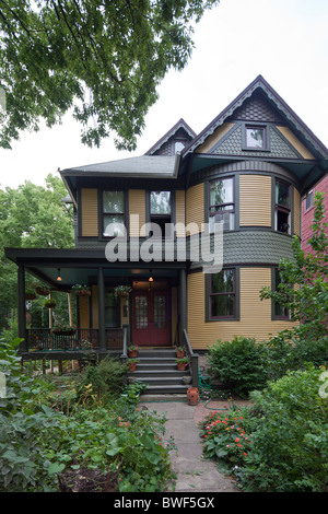 Maison de style Queen Ann au Rosalie Villas, Hyde Park, Chicago, Illinois, États-Unis Banque D'Images