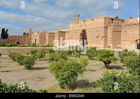 Maroc - Marrakech le palais El Badii dans la médina ou la vieille ville fortifiée de Marrakech Maroc Banque D'Images