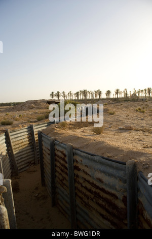 Système de tranchées de fente au kibboutz Revivim fondée en 1943 au sud de Beer-sheva dans le désert du Néguev en Israël Banque D'Images