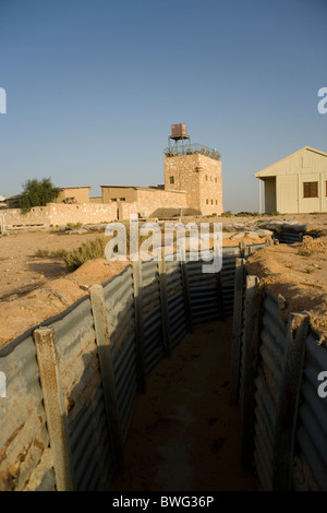 Système de tranchées de fente au kibboutz Revivim fondée en 1943 au sud de Beer-sheva dans le désert du Néguev en Israël Banque D'Images