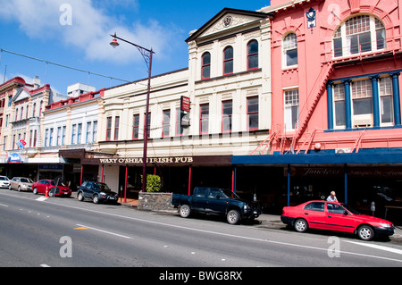 La basilique Sainte-Marie, la Banque Corner, Magasins,Hôtels,Théâtre, Invercargill, île du Sud, Nouvelle-Zélande Banque D'Images