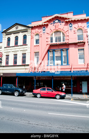 La basilique Sainte-Marie, la Banque Corner, Magasins,Hôtels,Théâtre, Invercargill, île du Sud, Nouvelle-Zélande Banque D'Images