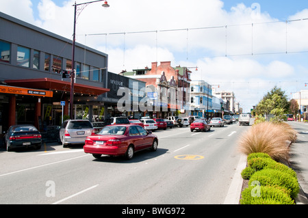 La basilique Sainte-Marie, la Banque Corner, Magasins,Hôtels,Théâtre, Invercargill, île du Sud, Nouvelle-Zélande Banque D'Images