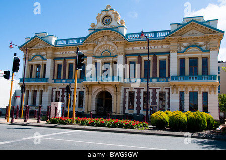 La basilique Sainte-Marie, la Banque Corner, Magasins,Hôtels,Théâtre, Invercargill, île du Sud, Nouvelle-Zélande Banque D'Images