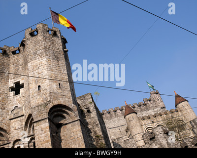 Château des Comtes de médiévale à Gand, Flandre, Belgique, Europe Banque D'Images