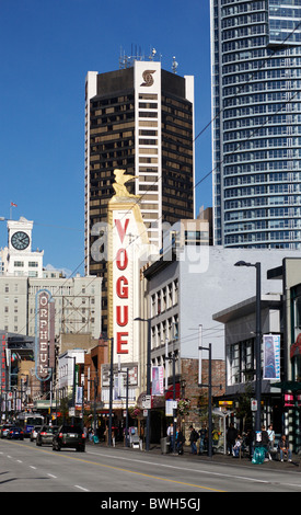 La Vogue Theatre sur la rue Granville à Vancouver en Colombie-Britannique, Canada Banque D'Images