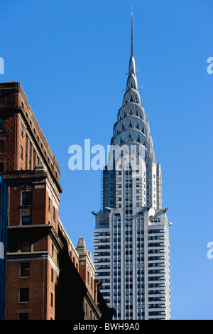 USA, New York, New York, Manhattan, l'Art Déco du Chrysler Building sur la 42ème rue à Midtown. Banque D'Images