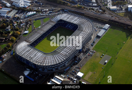 Vue aérienne du stade de rugby de Murrayfield Édimbourg en Écosse. Banque D'Images