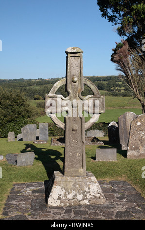 L'un de l'Ahenny croix hautes dans le cimetière, Clispeen Kil Ahenny, Co Tipperary, Irlande. Banque D'Images