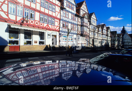 L'Europe, l'Allemagne, Hesse, Bad Sooden-Allendorf, maisons à colombages Banque D'Images